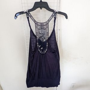 Women's Lace Back Sleeveless Shirt Sz MED